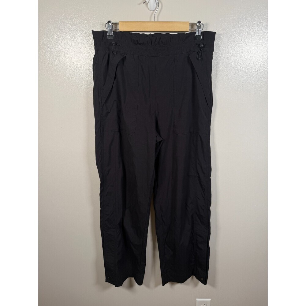 Athleta High Rise Trekkie Parachute Pant Size 10 Black Hiking Trail Ripstop - Picture 2 of 13